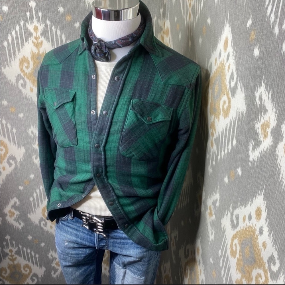 Ralph Lauren Green Buffalo Plaid Western Shirt